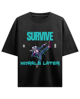Cockroach Anime - MORALS LATER. (Black Oversized T-shirt Front Design)
