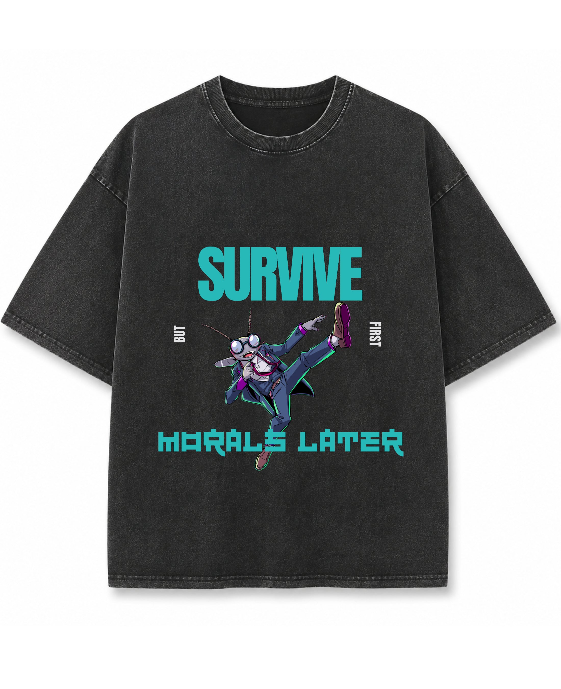 Vintage Fade Wash Oversized T-shirt Front Design