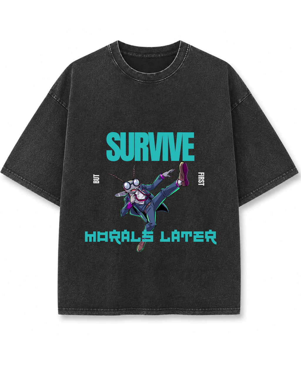Vintage Fade Wash Oversized T-shirt Front Design