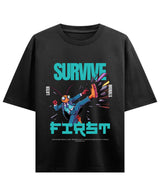 Cockroach Anime - MORALS LATER. (Black Oversized T-shirt Front Design)