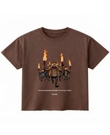 Cockroach Anime - Underground Movement That Actually Works. (Brown Boxy Fit T-shirt Front Design)