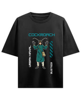 Cockroach Anime - URBAN NAXAL. (Black Oversized T-shirt Front Design)