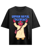 Cockroach Anime - URBAN NAXAL. (Black Oversized T-shirt Front Design)